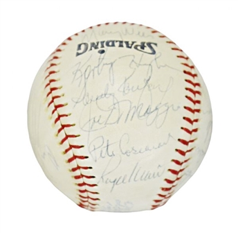Hall of Famers and Stars Multi-Signed Baseball w/ 19 Signatures including Roger Maris & Joe DiMaggio 